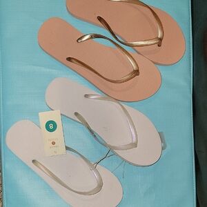1 White Pair NWT and 1 Pink Pair NWOT Women's Sandals